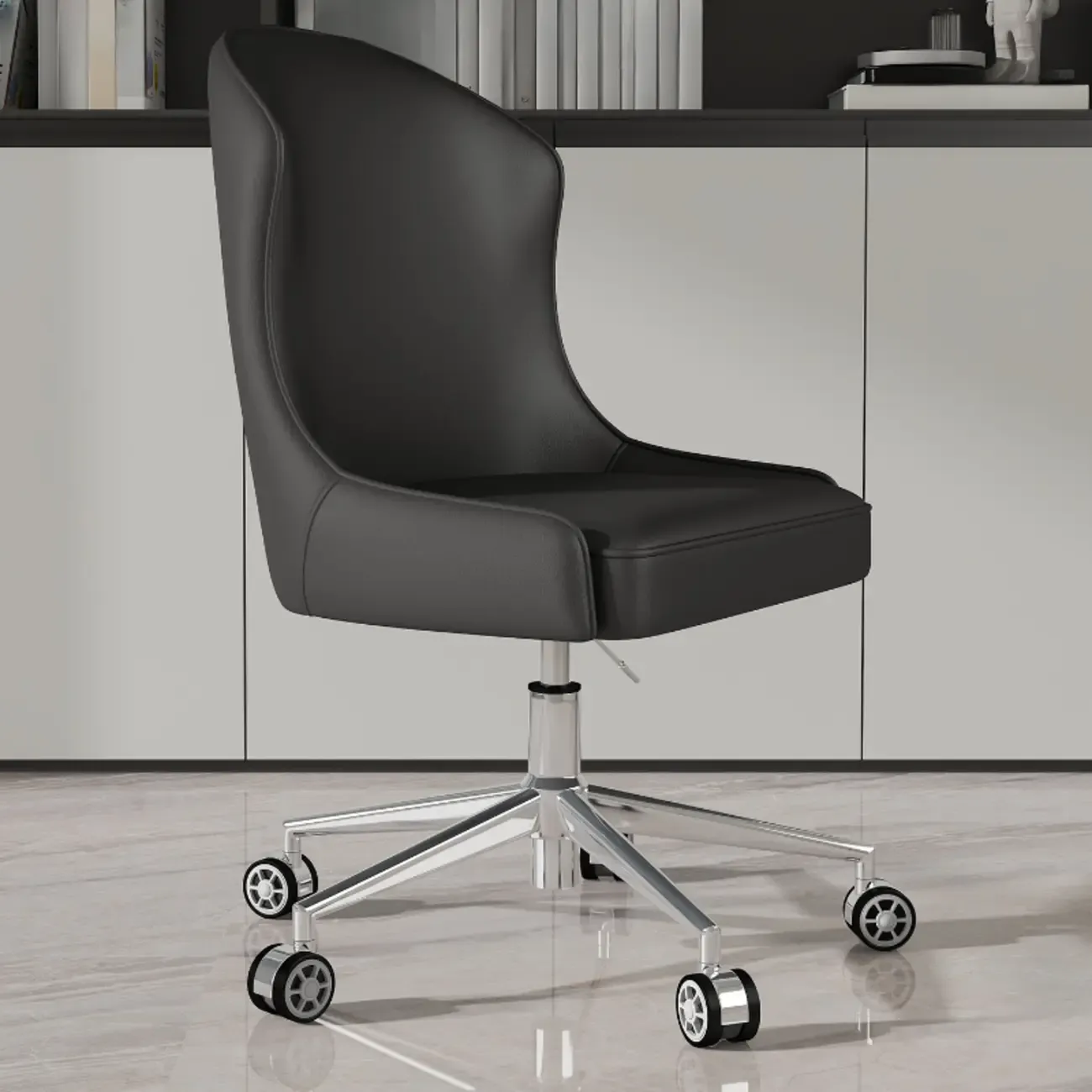 Adjustable Swivel Modern Faux Leather Upholstered Office Chair Image - 8