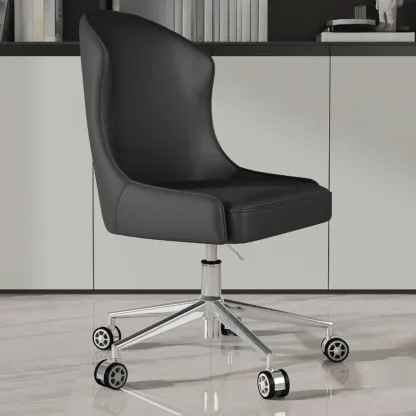 Adjustable Swivel Modern Faux Leather Upholstered Office Chair Image - 8