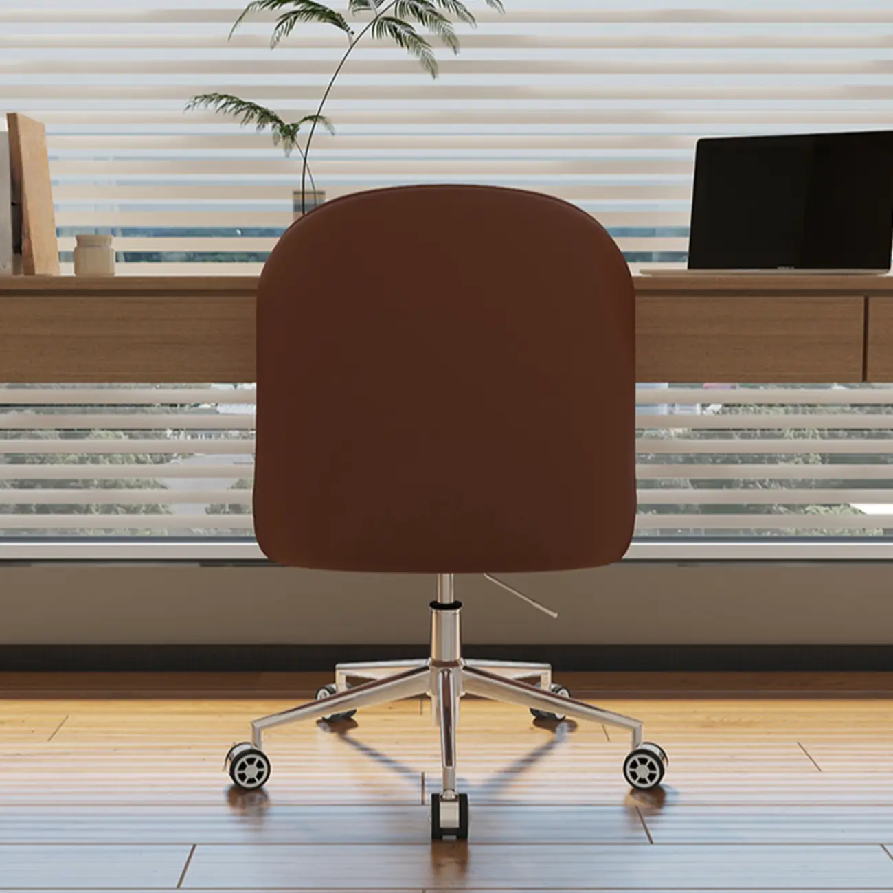 Adjustable Swivel Modern Faux Leather Upholstered Office Chair Image - 9 | homeyfad