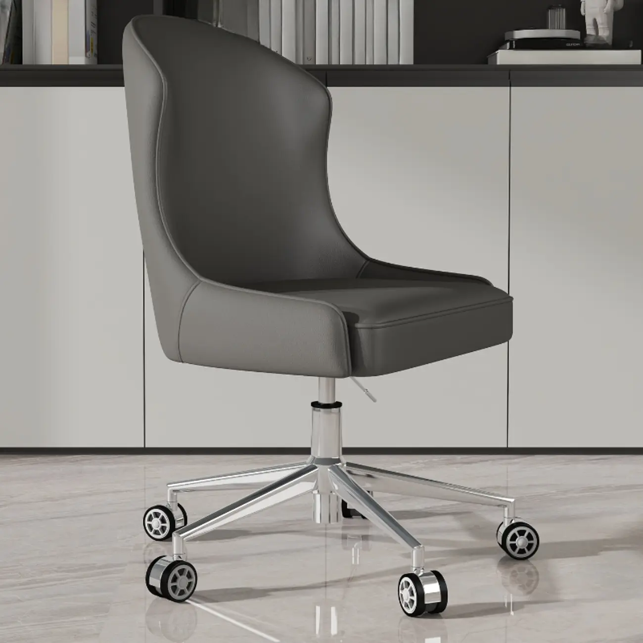 Adjustable Swivel Modern Faux Leather Upholstered Office Chair Image - 11 | homeyfad