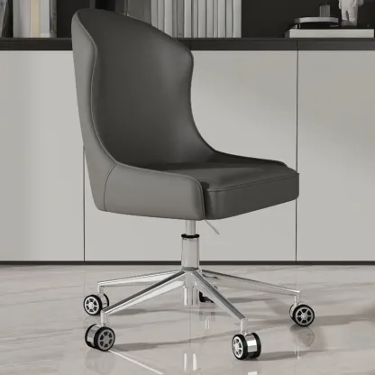 Adjustable Swivel Modern Faux Leather Upholstered Office Chair Image - 11