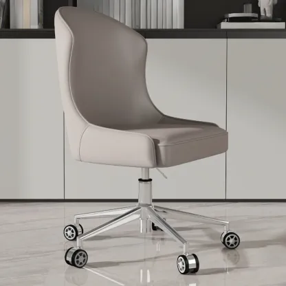 Adjustable Swivel Modern Faux Leather Upholstered Office Chair Image - 12