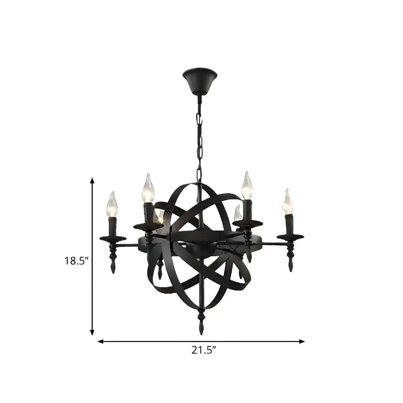 Large Industrial Black Metal Round Candle Chandelier Image - 21 | homeyfad