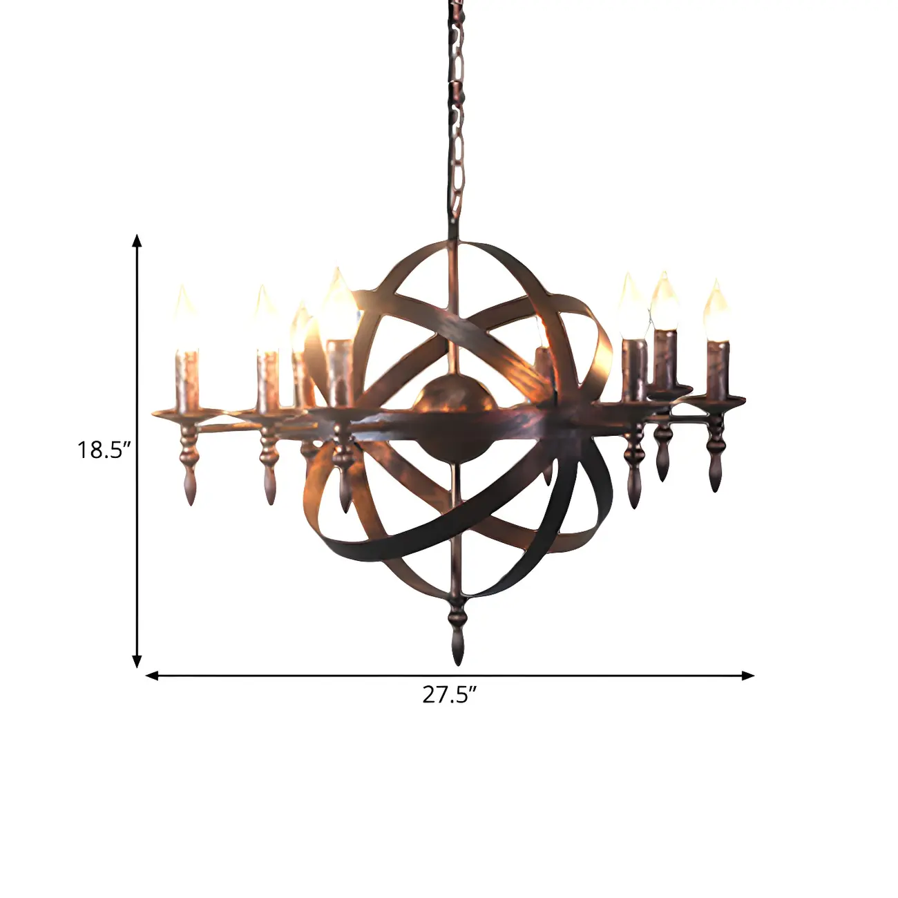 Large Industrial Black Metal Round Candle Chandelier Image - 23 | homeyfad