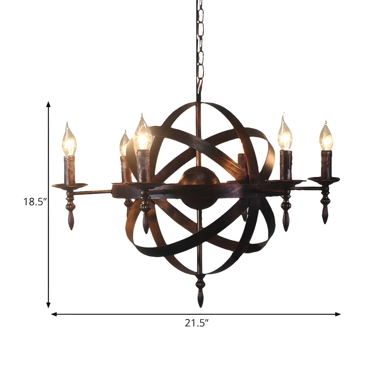 Large Industrial Black Metal Round Candle Chandelier Image - 25 | homeyfad