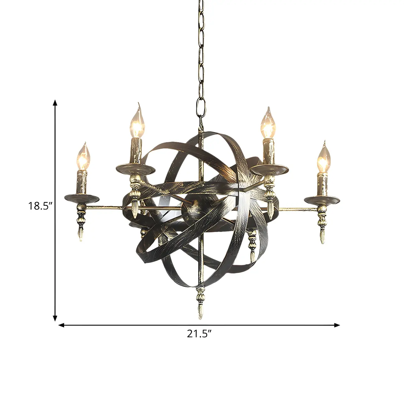 Large Industrial Black Metal Round Candle Chandelier Image - 27 | homeyfad