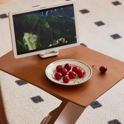 Mid Century Modern Z-shaped Wooden Side Table With Book Rack Image - 4