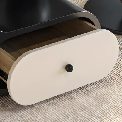 Contemporary 2-Tier Oval Coffee Table with Geometric Base Image - 4