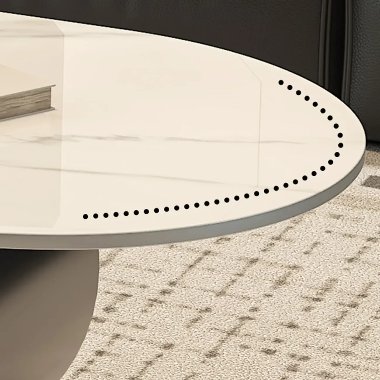 Contemporary 2-Tier Oval Coffee Table with Geometric Base Image - 6