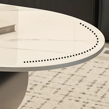 Contemporary 2-Tier Oval Coffee Table with Geometric Base Image - 6