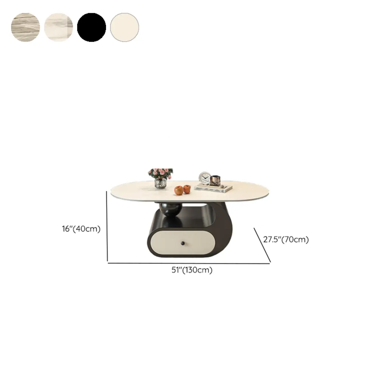 Contemporary 2-Tier Oval Coffee Table with Geometric Base Image - 31 | homeyfad