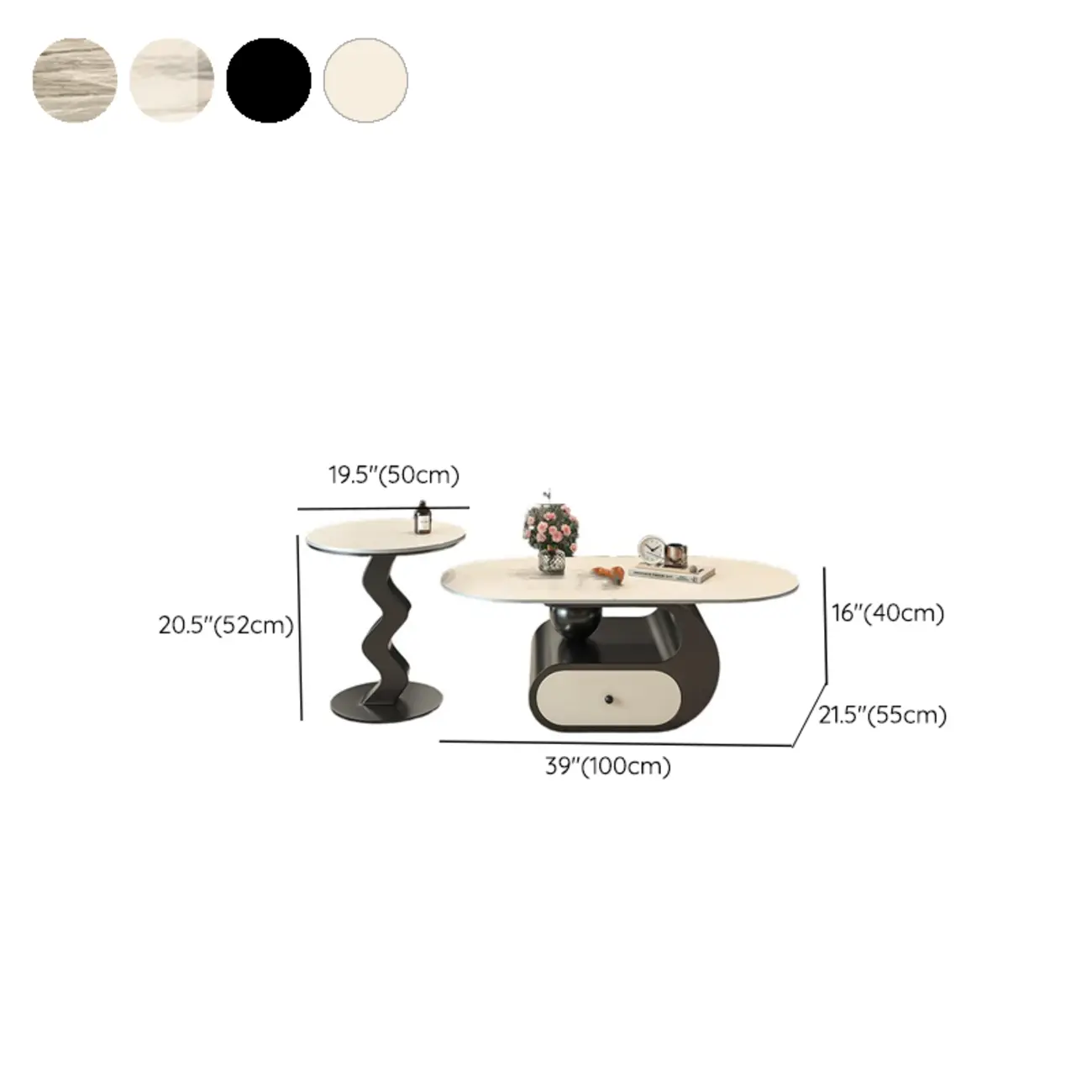 Contemporary 2-Tier Oval Coffee Table with Geometric Base Image - 32 | homeyfad