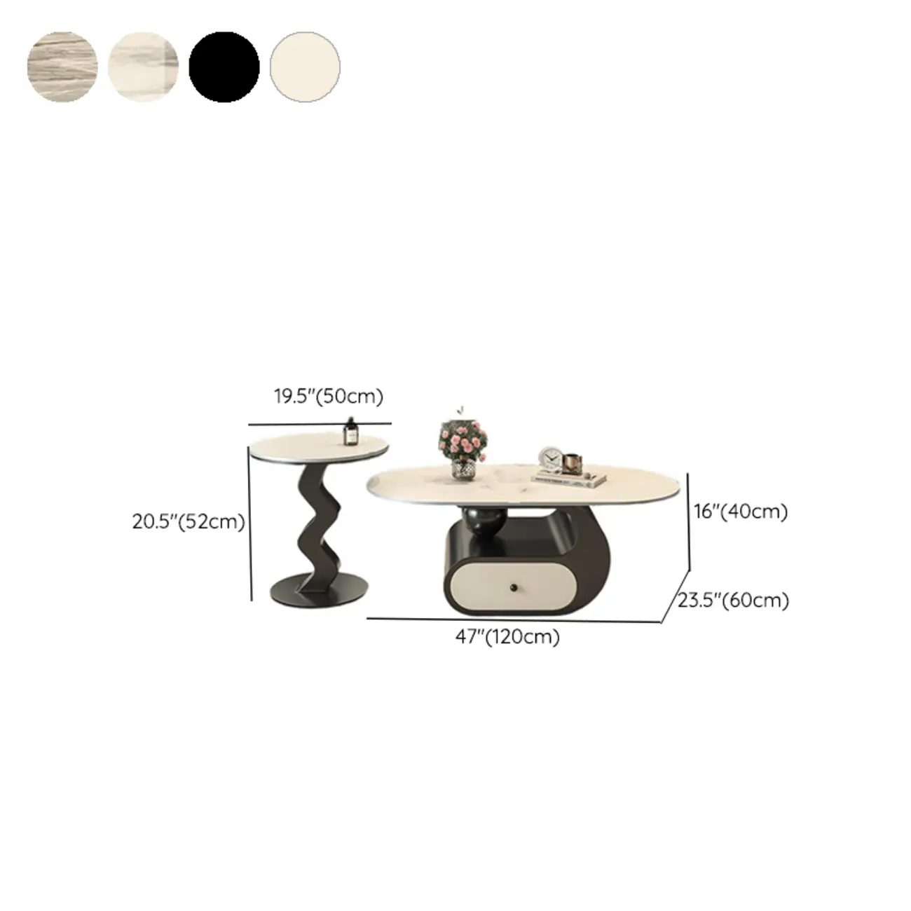 Contemporary 2-Tier Oval Coffee Table with Geometric Base Image - 33 | homeyfad