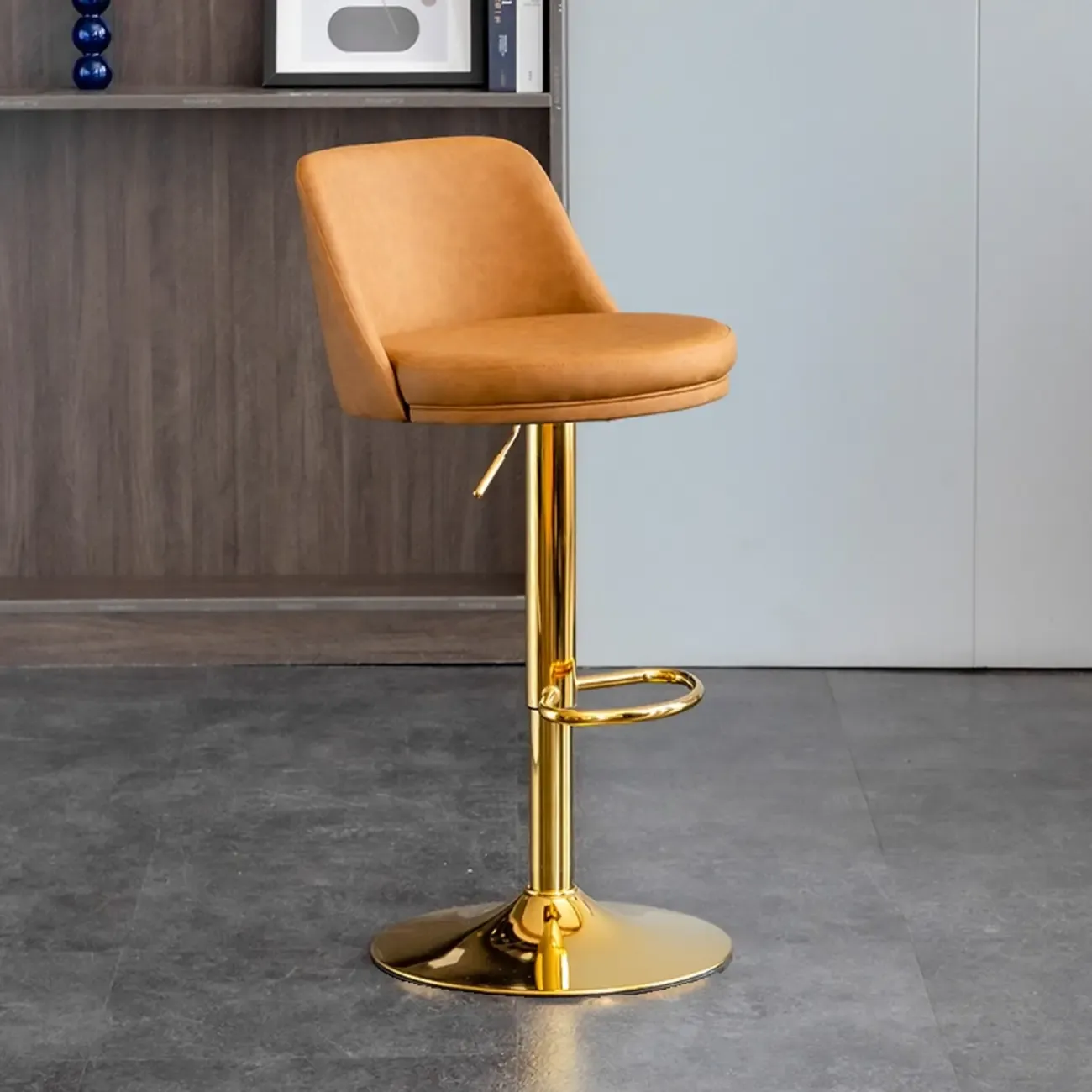 Adjustable Swivel Leather Modern Bar Stools Image - 6