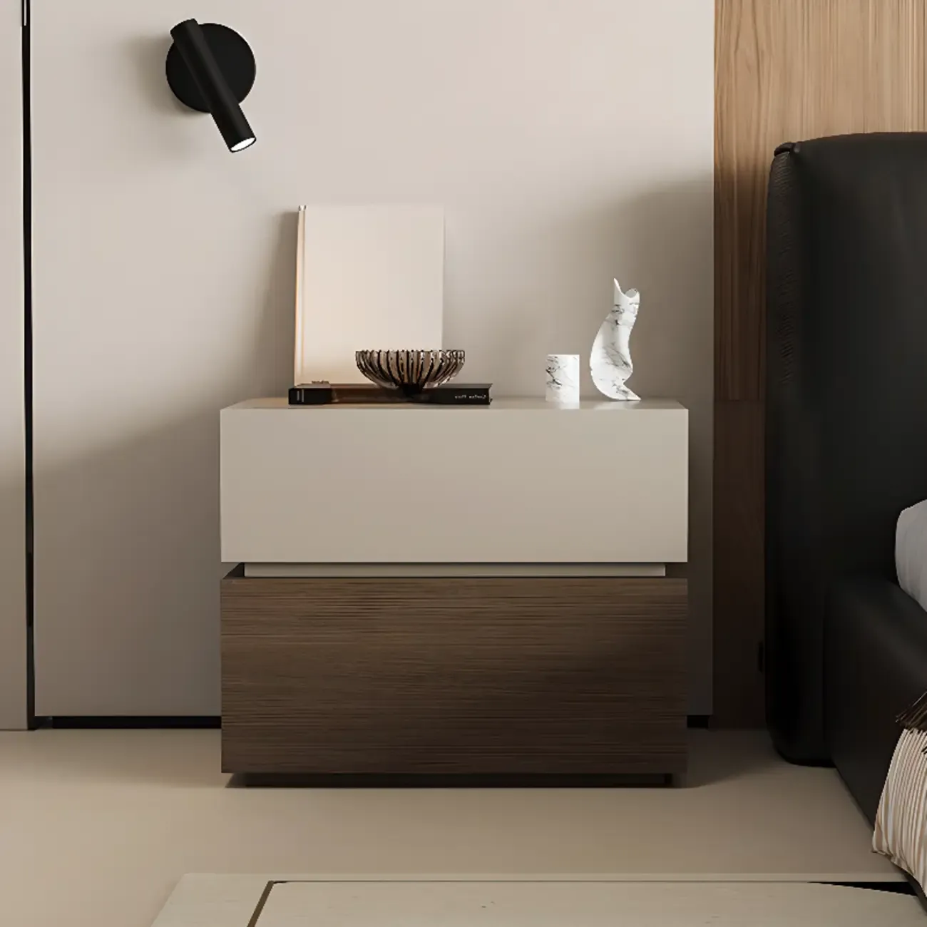 Elegant 2-tier Bedroom Wooden Nightstand With Drawers Image - 1