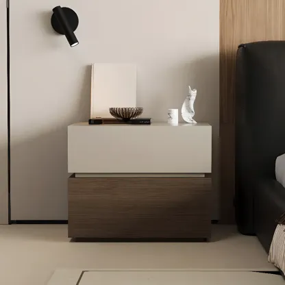 Elegant 2-tier Bedroom Wooden Nightstand With Drawers Image - 1