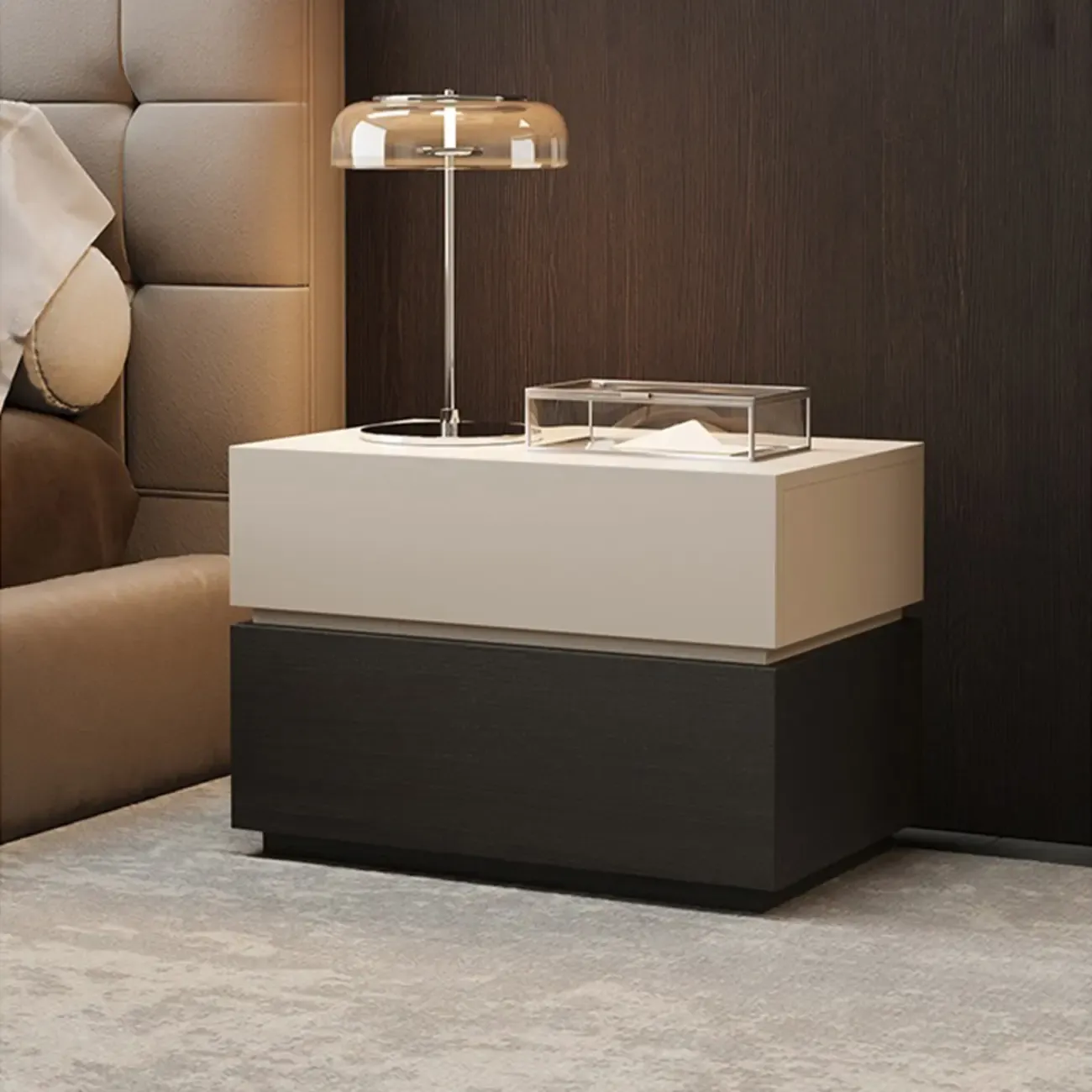 Elegant 2-tier Bedroom Wooden Nightstand With Drawers Image - 2