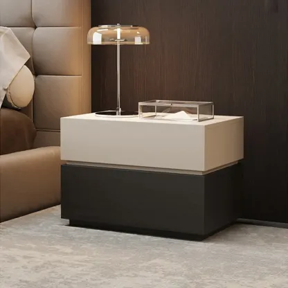 Elegant 2-tier Bedroom Wooden Nightstand With Drawers Image - 2