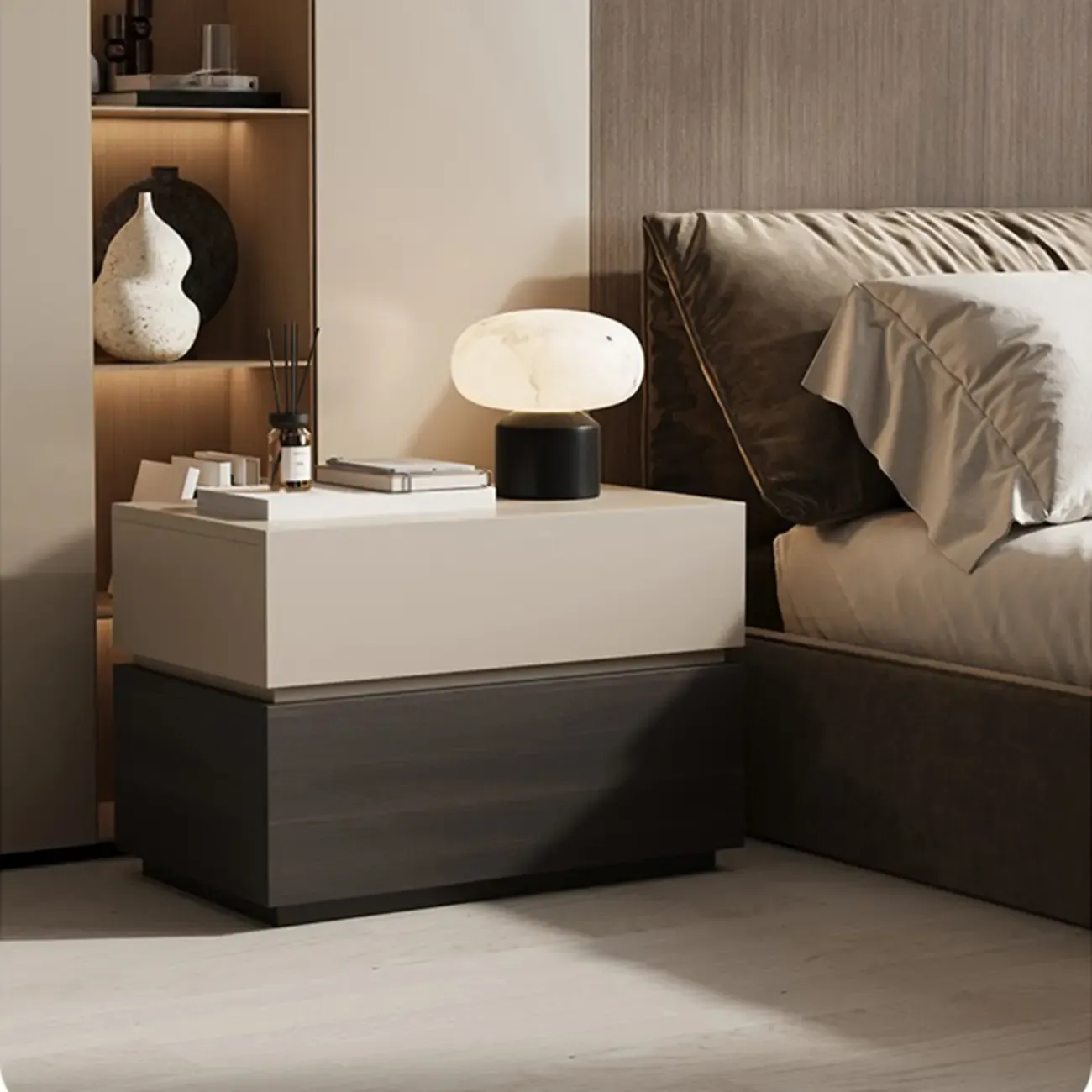 Elegant 2-tier Bedroom Wooden Nightstand With Drawers | HomeyFad