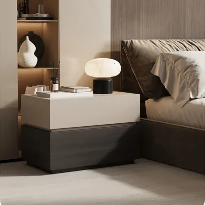 Elegant 2-tier Bedroom Wooden Nightstand With Drawers Image - 5