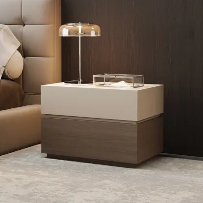 Elegant 2-tier Bedroom Wooden Nightstand With Drawers Image - 7