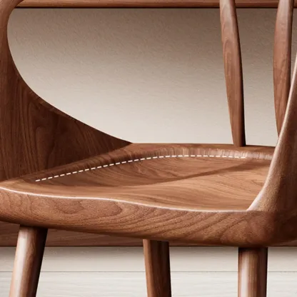 Minimalist Walnut Wood Frame Arm Dining Chair Open Back Image - 4