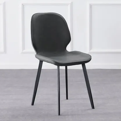 Brown Armless Faux Leather Dining Chair Low Back Image - 3