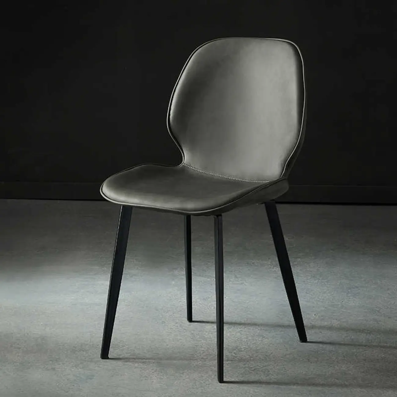 Brown Armless Faux Leather Dining Chair Low Back Image - 4 | homeyfad