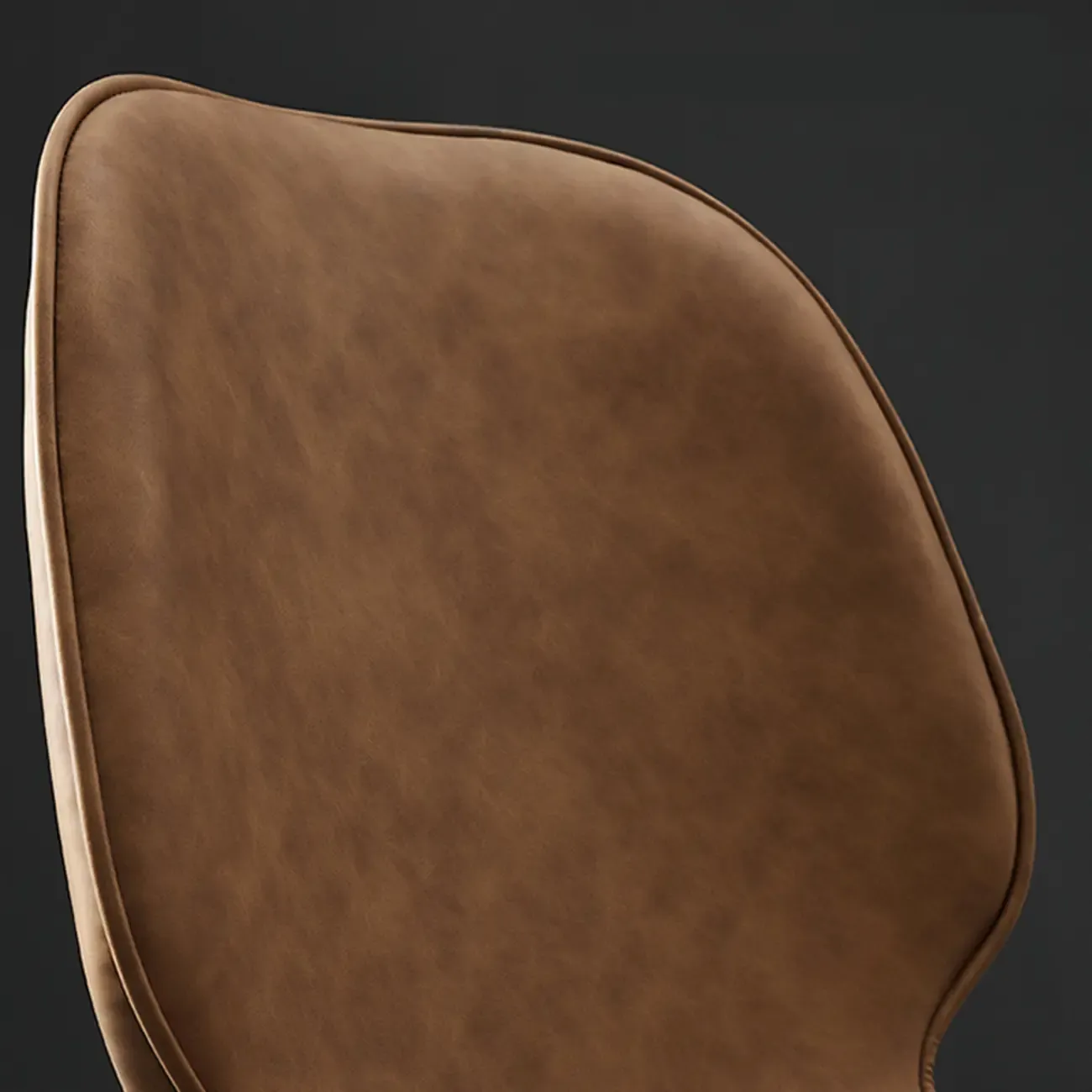 Brown Armless Faux Leather Dining Chair Low Back Image - 8