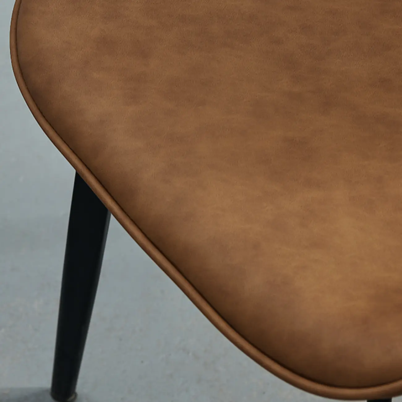 Brown Armless Faux Leather Dining Chair Low Back Image - 9 | homeyfad