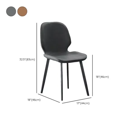 Brown Armless Faux Leather Dining Chair Low Back #size