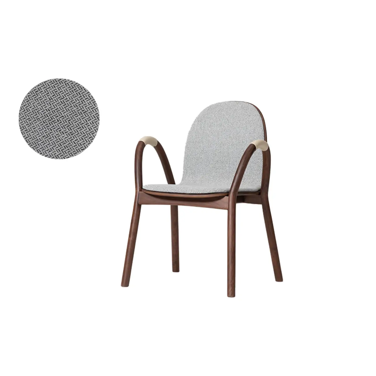 Mid-Century Modern Fabric Armrest Dining Chair Wood Frame Image - 7 | homeyfad