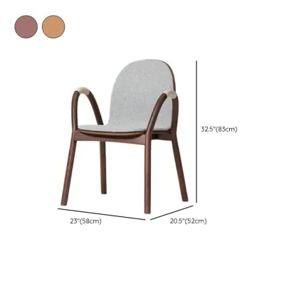 Mid-Century Modern Fabric Armrest Dining Chair Wood Frame #size
