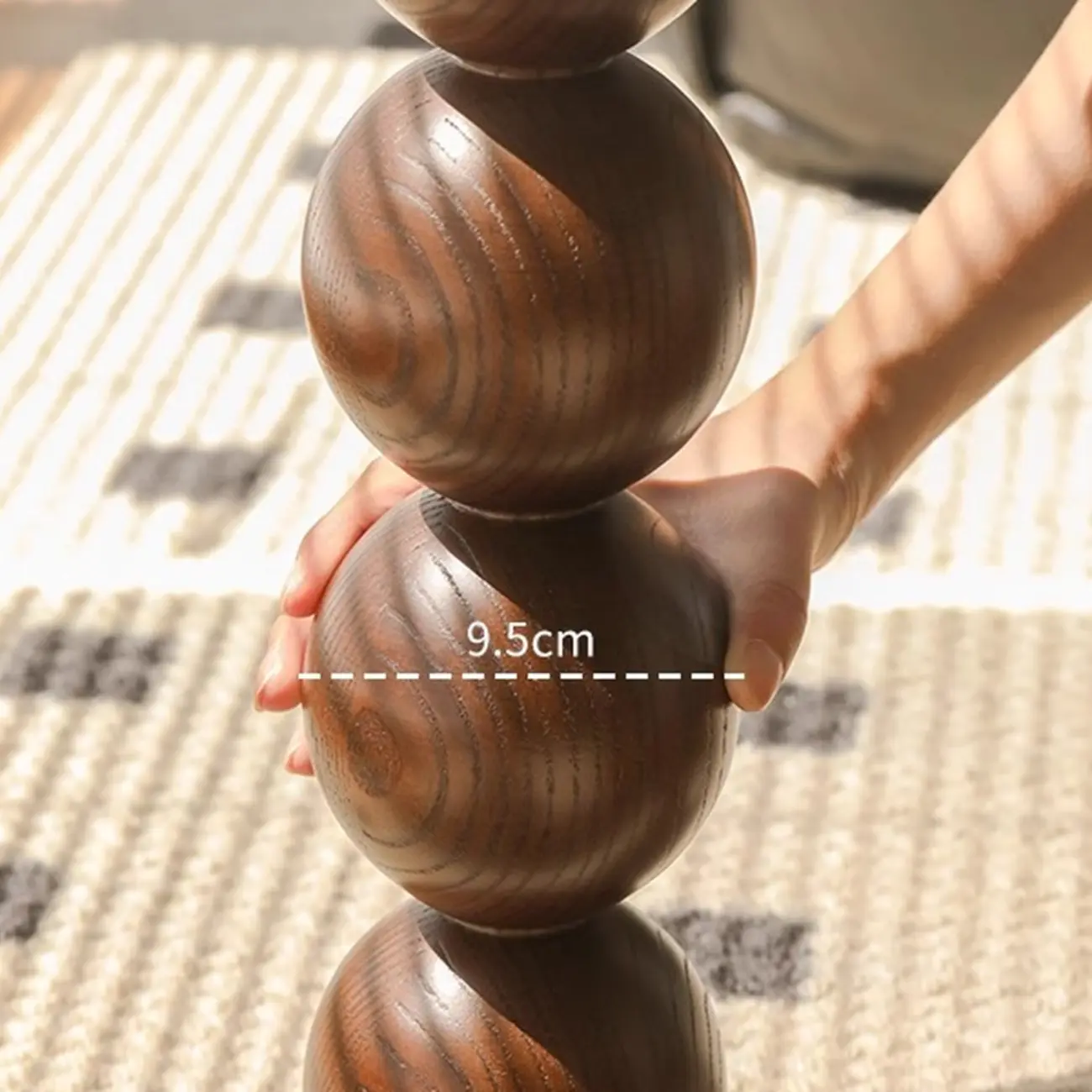 Small Postmodern Wood Round Coffee Table With Tripod Ball Legs Image - 6 | homeyfad