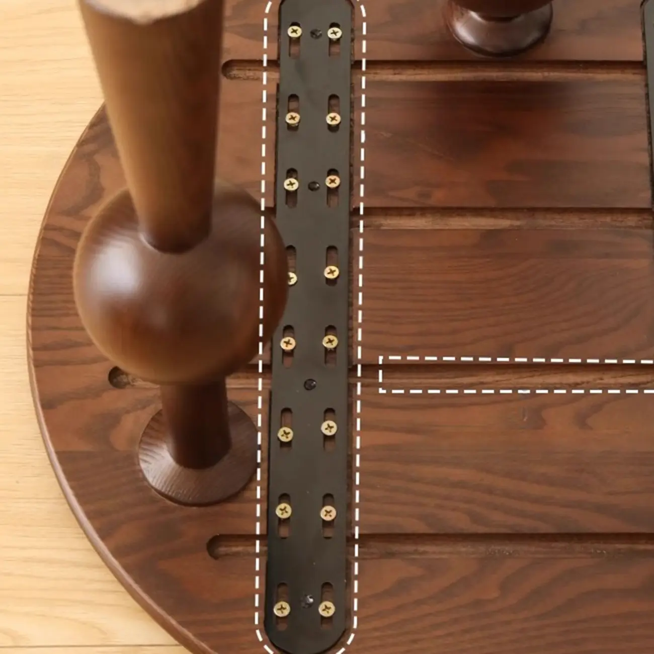 Small Postmodern Wood Round Coffee Table With Tripod Ball Legs Image - 8 | homeyfad