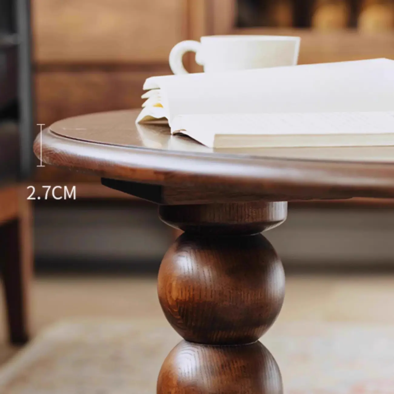 Solid Wood Round Sculptural Coffee Table For Living Room Image - 4 | homeyfad