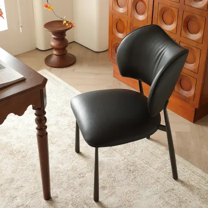 Retro Armless Faux Leather Upholstered Dining Chair  Image - 1
