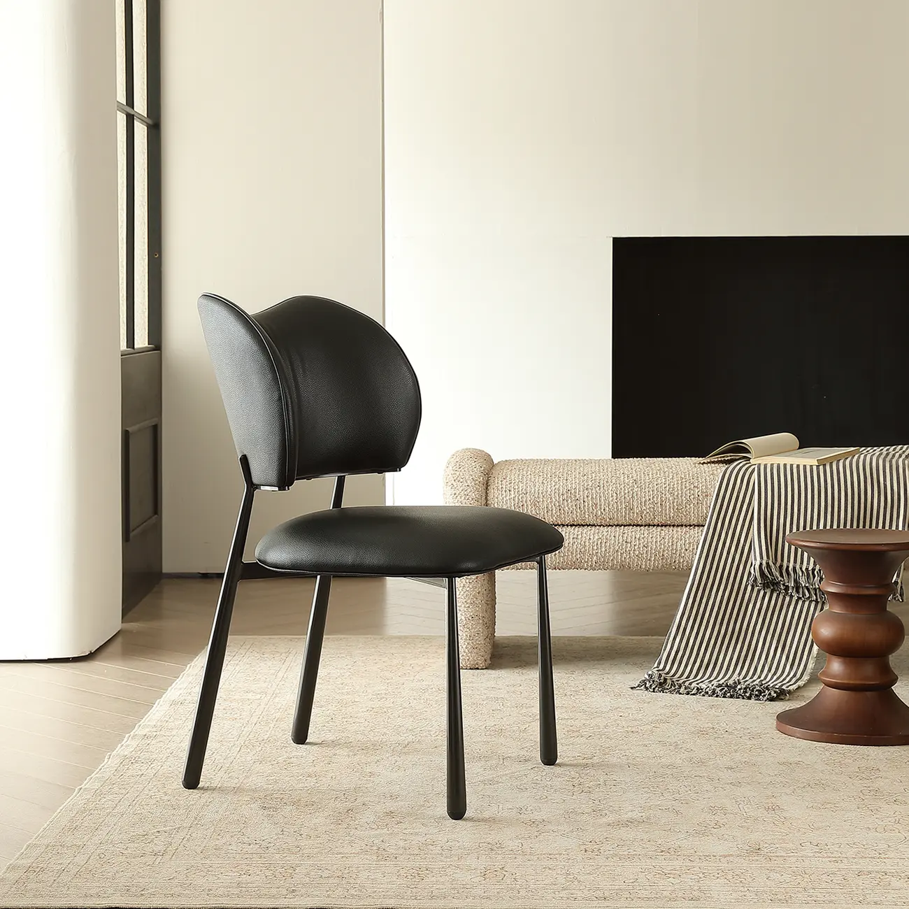 Retro Armless Faux Leather Upholstered Dining Chair  Image - 2 | homeyfad