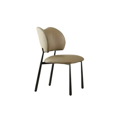 Retro Armless Faux Leather Upholstered Dining Chair  Image - 9