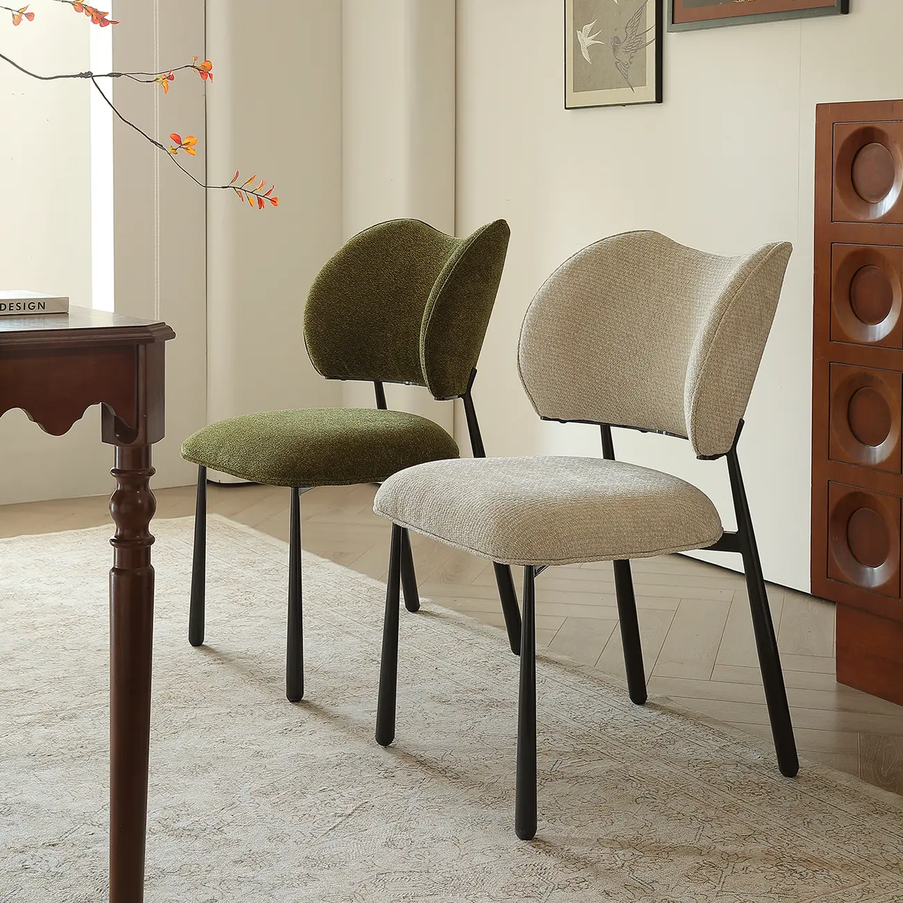 Retro Armless Faux Leather Upholstered Dining Chair  Image - 3 | homeyfad