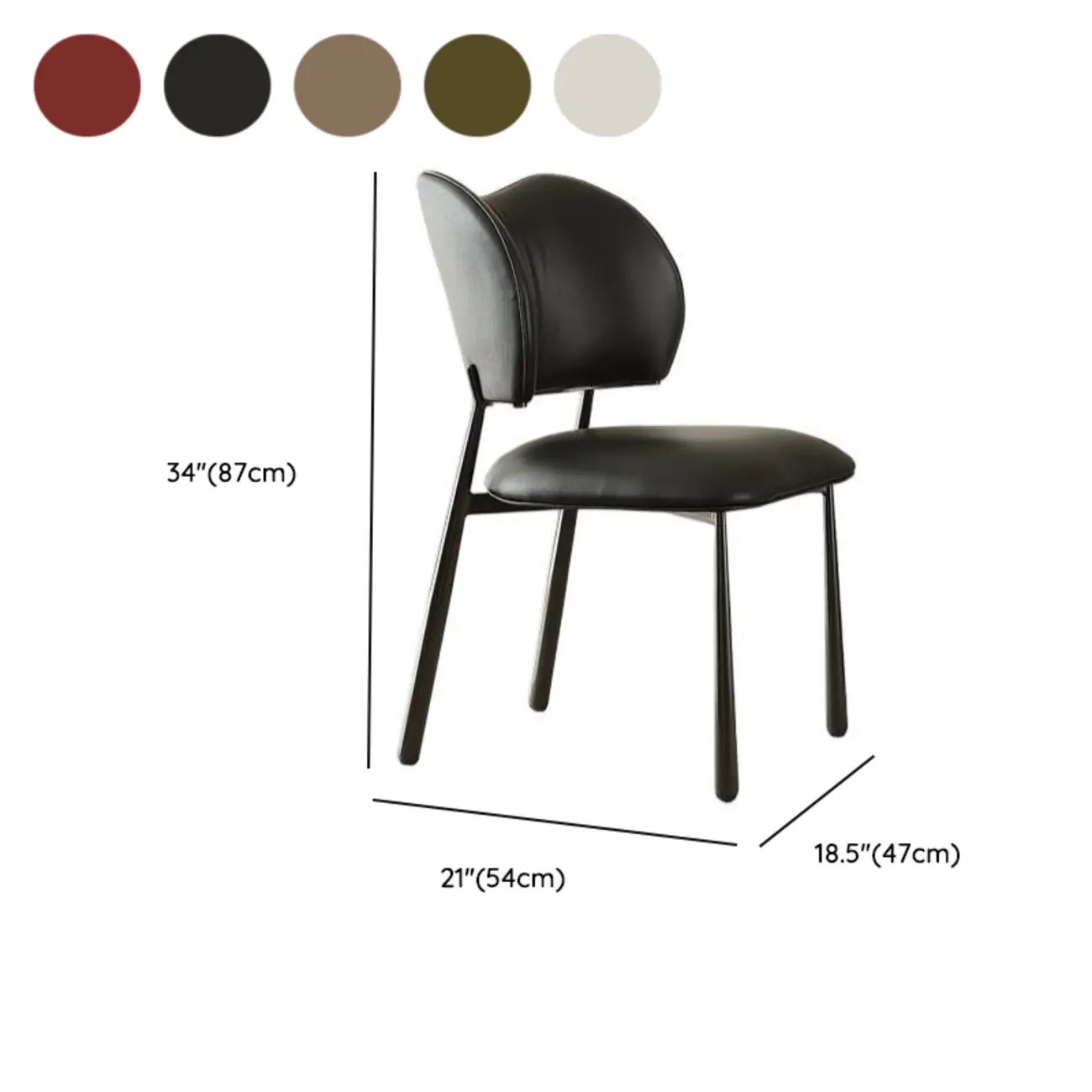 Retro Armless Faux Leather Upholstered Dining Chair  #size | homeyfad