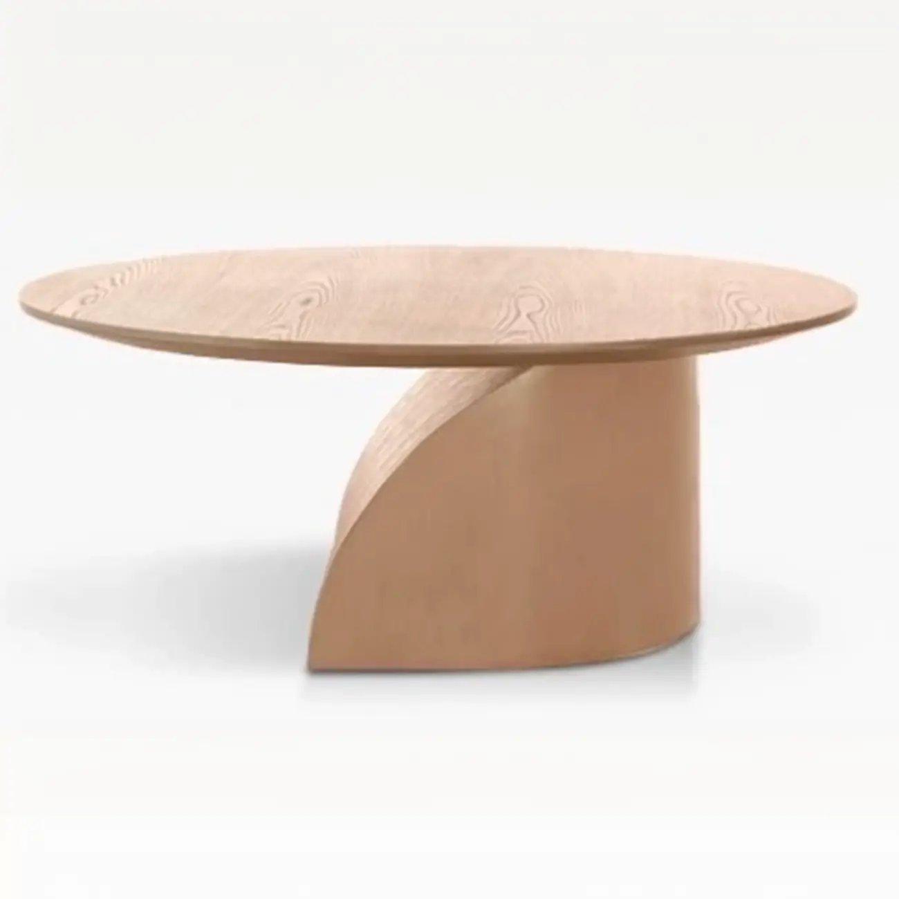 Minimalist Wooden Oval Coffee Table With Curved Pedestal Base Image - 6 | homeyfad