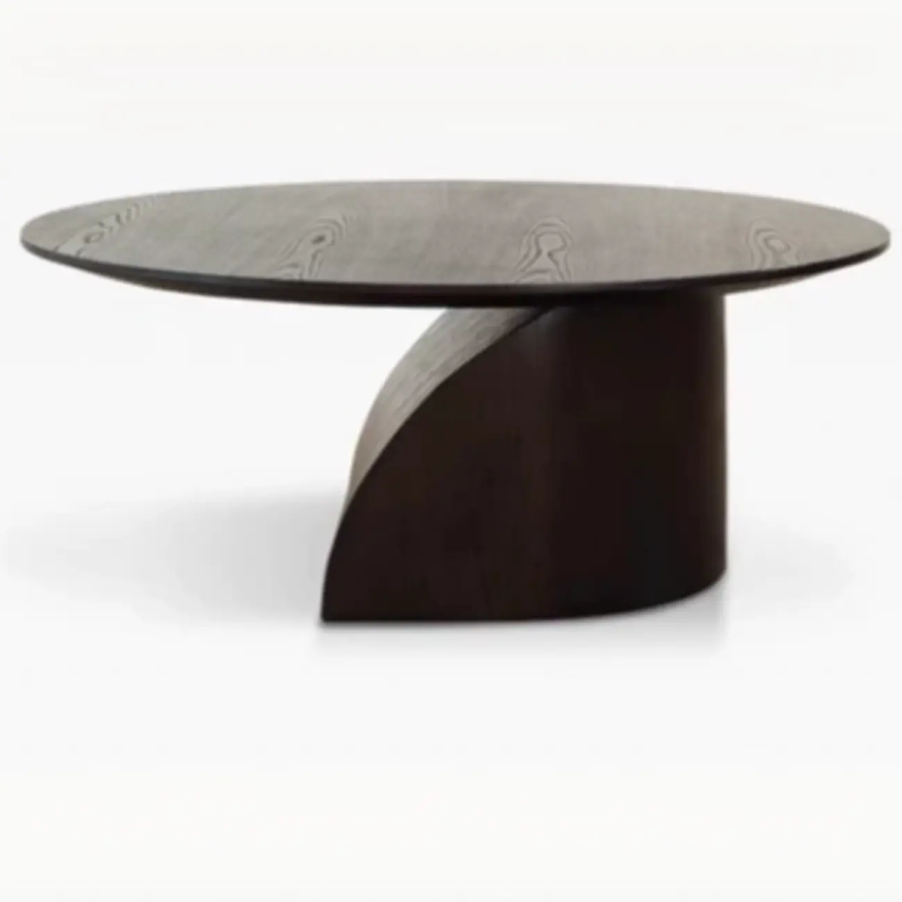 Minimalist Wooden Oval Coffee Table With Curved Pedestal Base Image - 7 | homeyfad