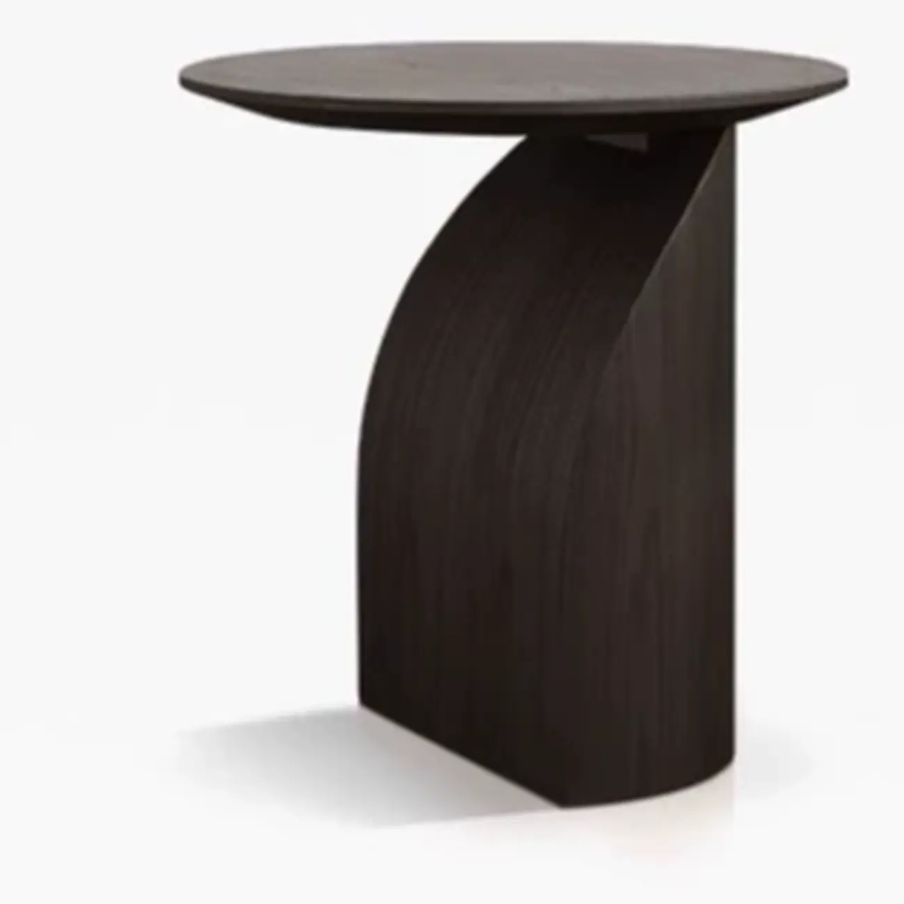 Minimalist Wooden Oval Coffee Table With Curved Pedestal Base Image - 8 | homeyfad