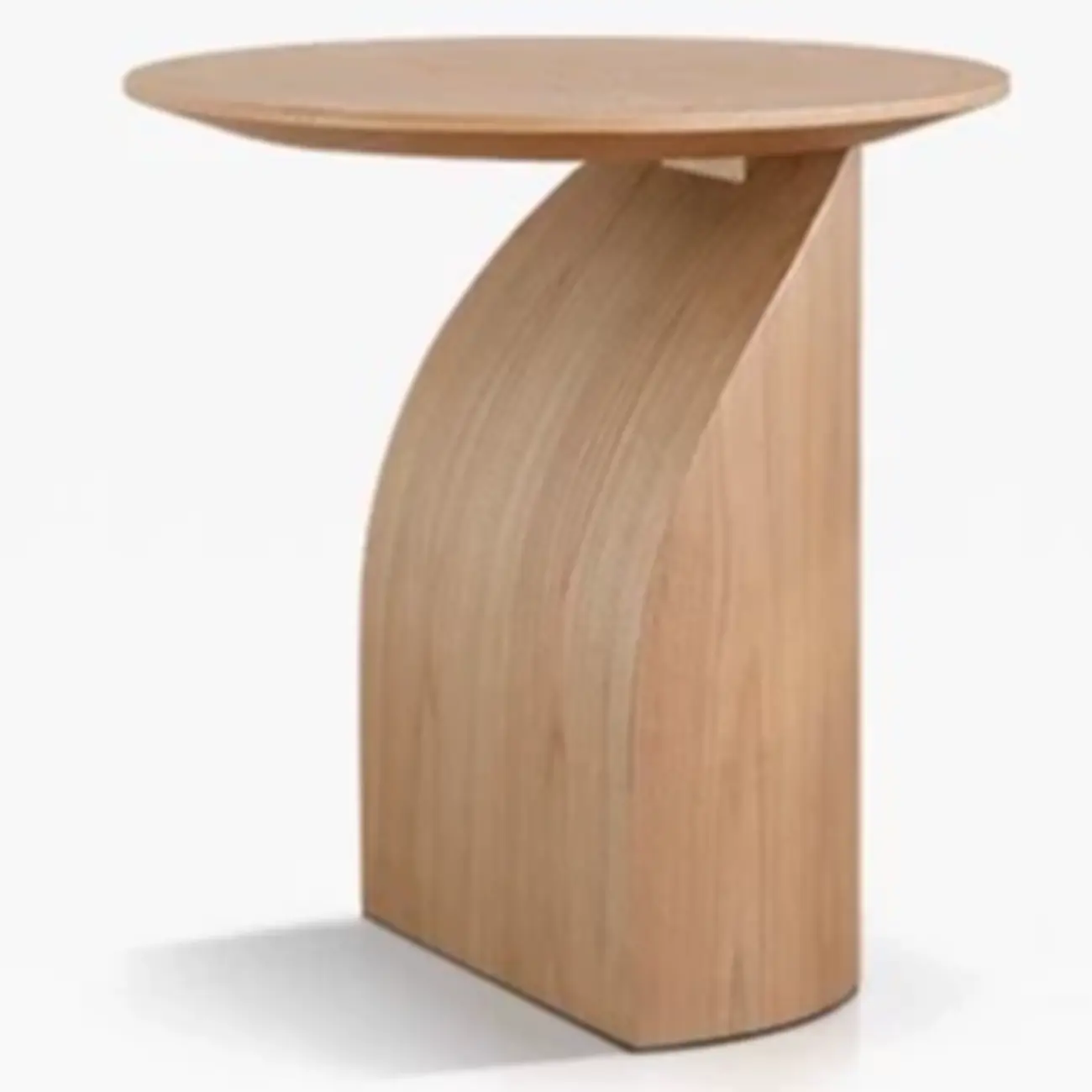 Minimalist Wooden Oval Coffee Table With Curved Pedestal Base Image - 9 | homeyfad