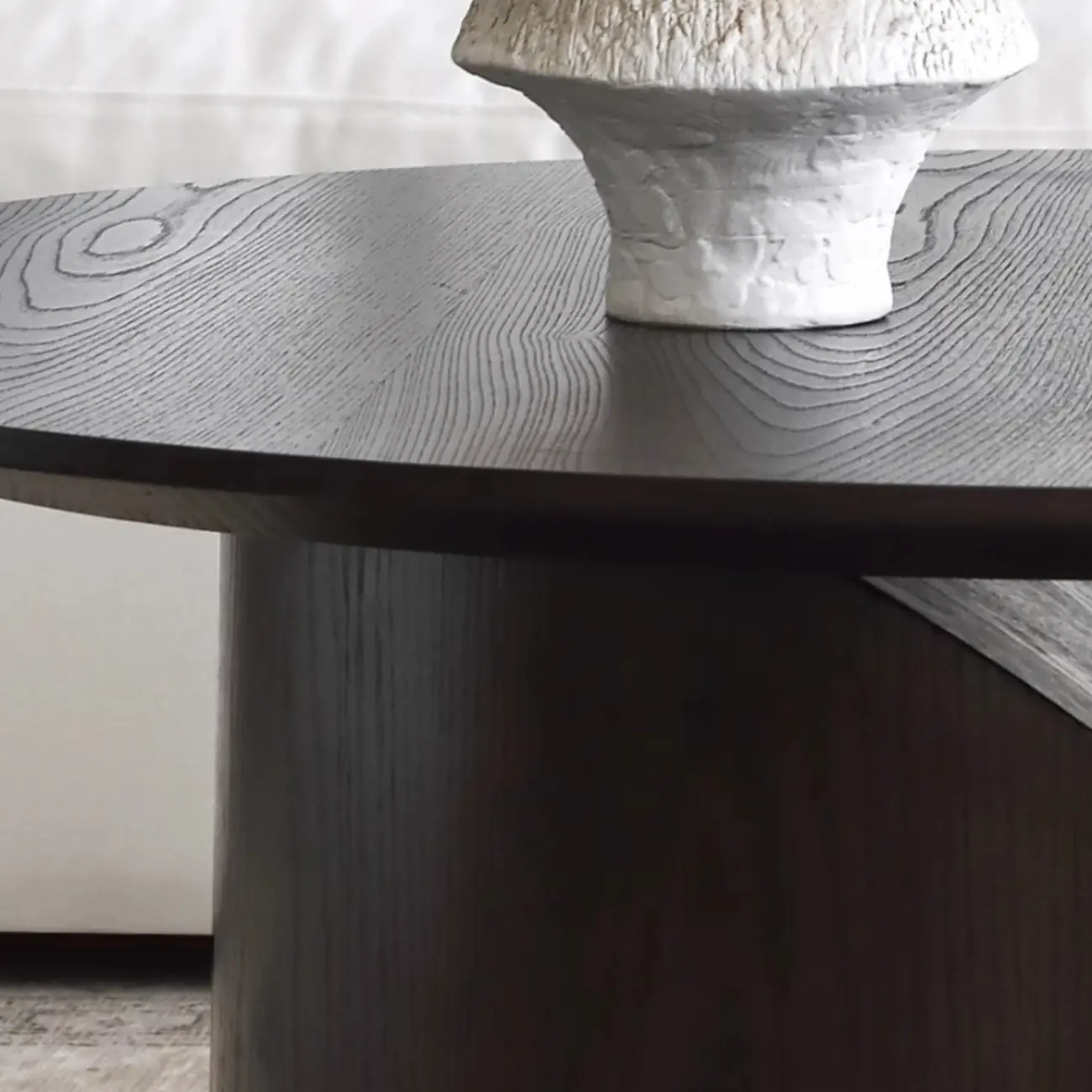 Minimalist Wooden Oval Coffee Table With Curved Pedestal Base Image - 14 | homeyfad