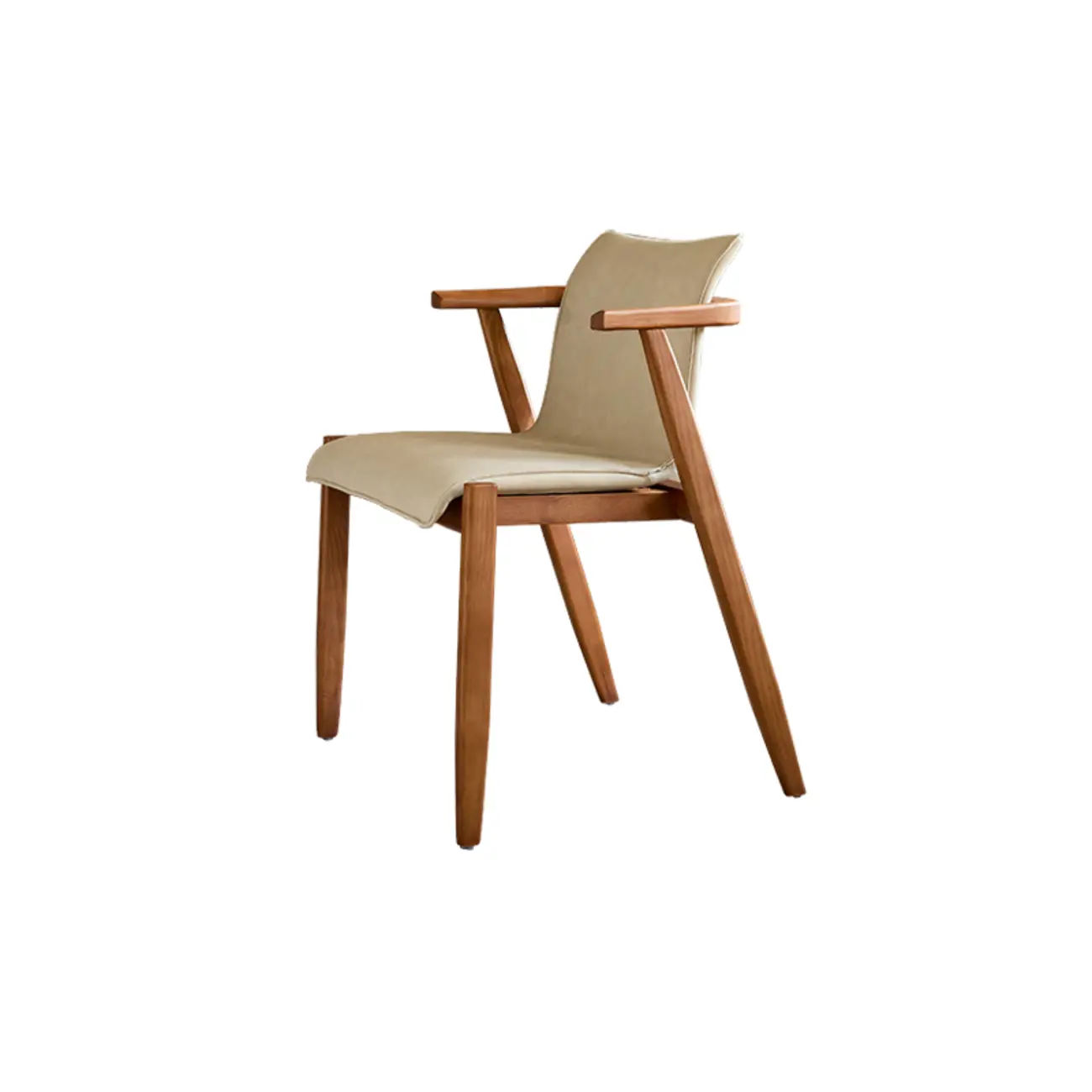 Oak wood Faux Leather Mid-Century Arm Chair  Image - 7 | homeyfad