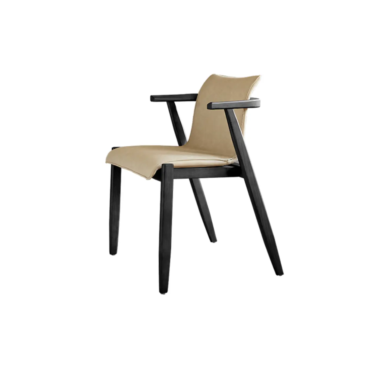 Oak wood Faux Leather Mid-Century Arm Chair  Image - 15 | homeyfad