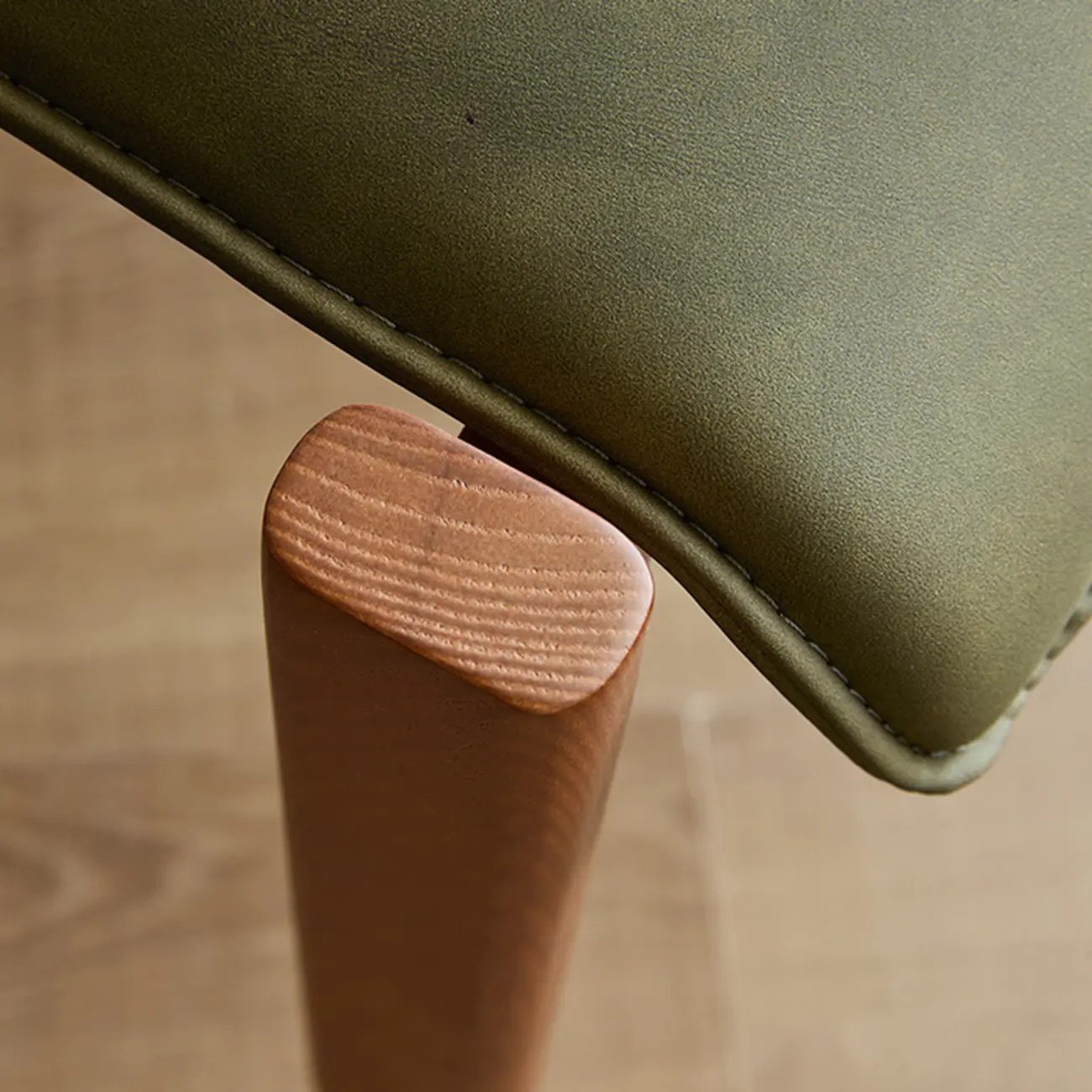 Oak wood Faux Leather Mid-Century Arm Chair  Image - 16 | homeyfad