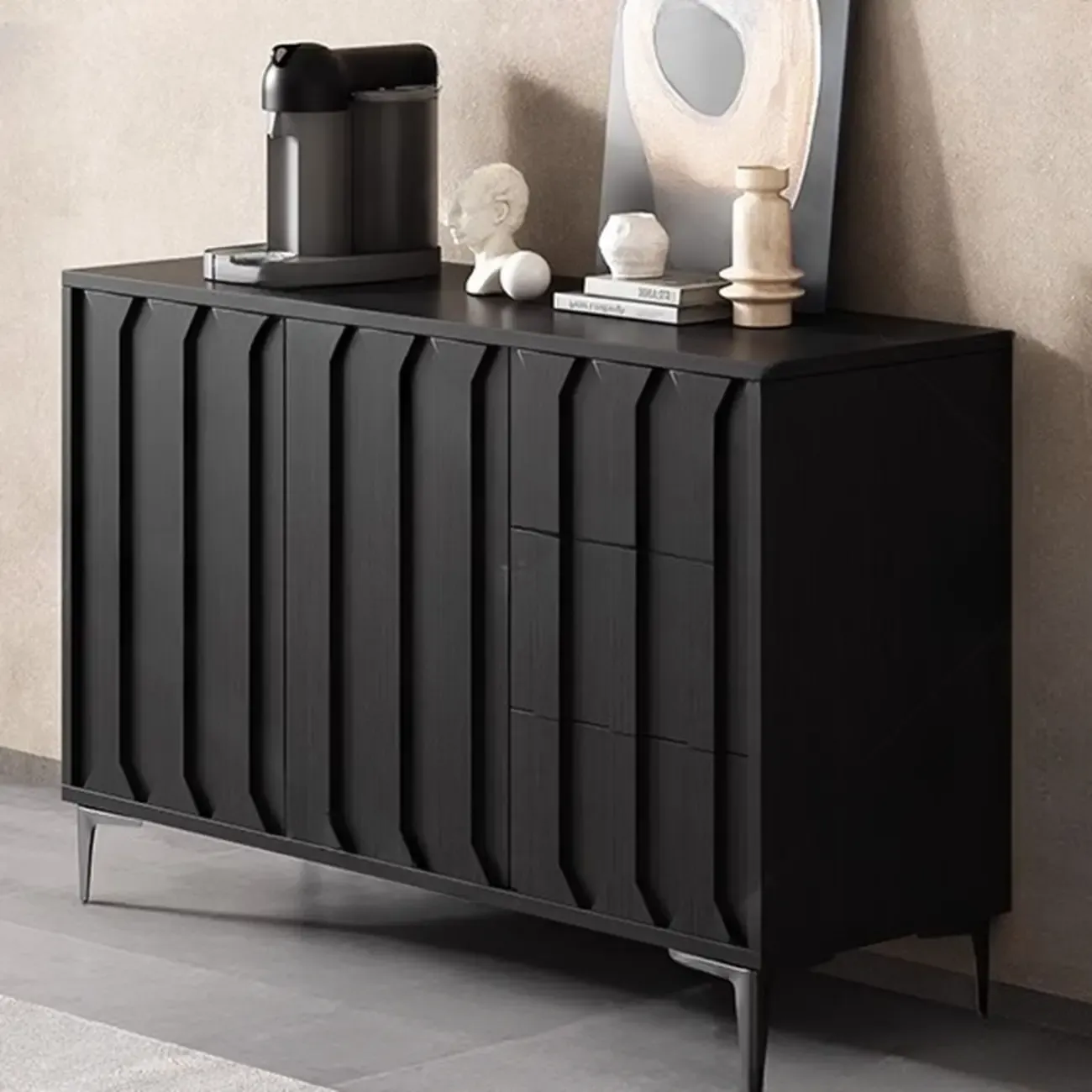 Mid-Century Modern Wood Combo Dresser with Storage Image - 4